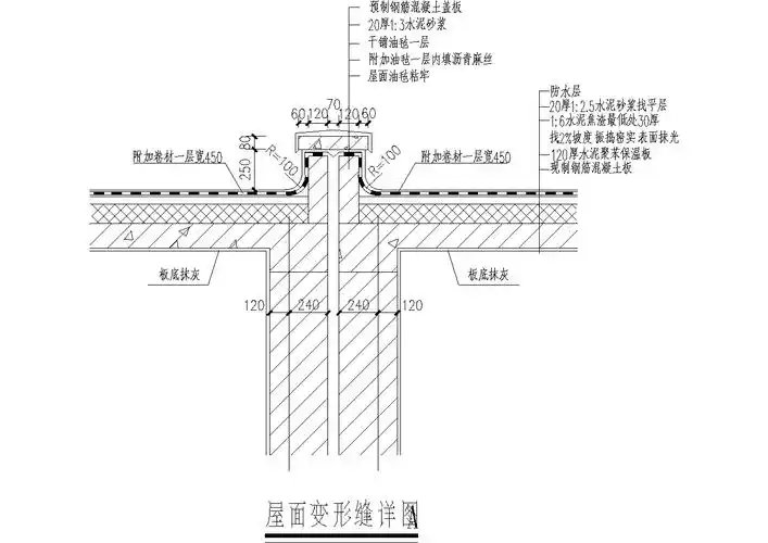 建筑节点大样图-屋面变形缝详图a