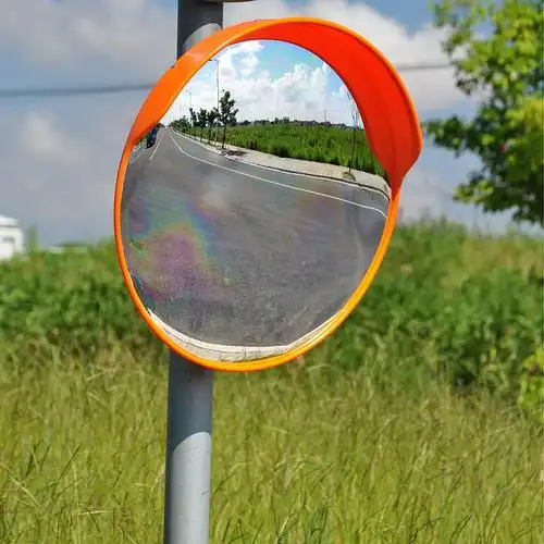 60厘米 24 英寸 户外凸面镜橙色坚不可摧的交通安全镜子道路安全