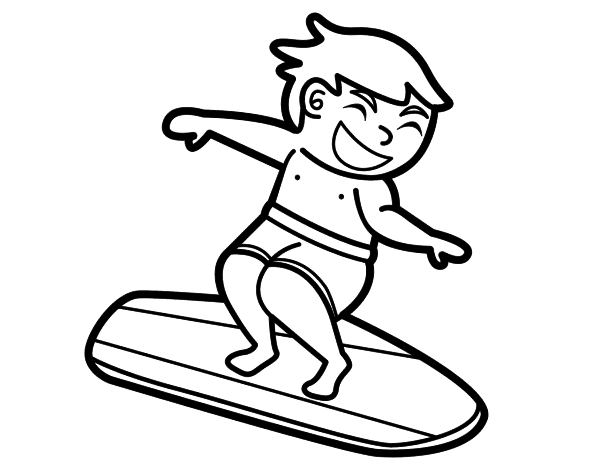 冲浪动作简笔画