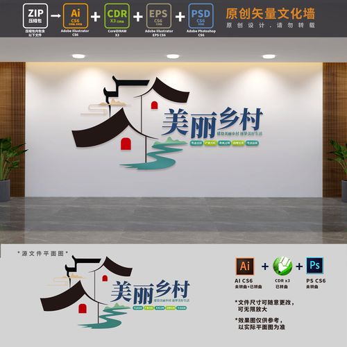 建设美丽乡村文化墙ai cdr psd设计稿素材模板