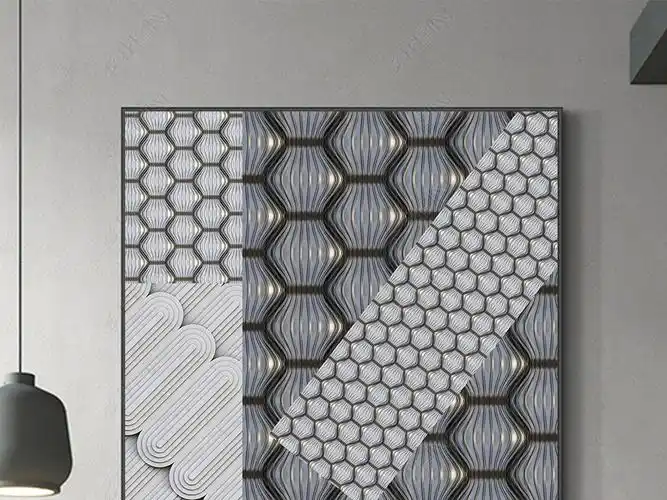 现代轻奢抽象微浮雕立体几何艺术客厅玄关装饰画