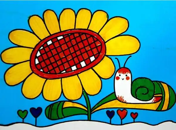 一幅向日葵漂亮又简单的画五年级假如是简单的那花瓣涂金黄花盘