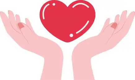 扁平风的双手托起一个大红色的爱心