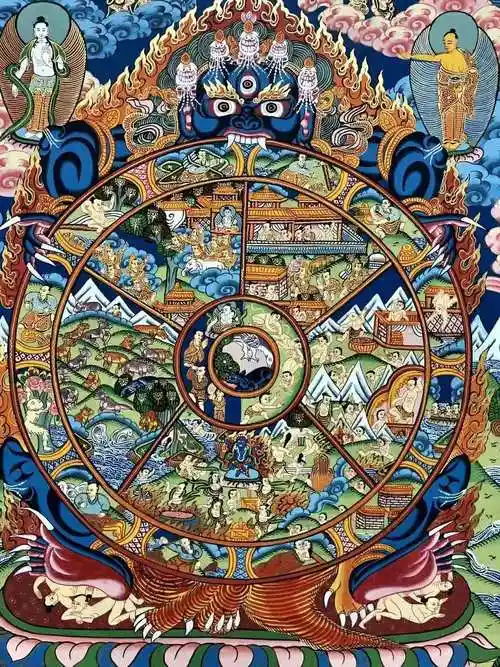 008六道轮回图kumarlama4050cm尼泊尔唐卡