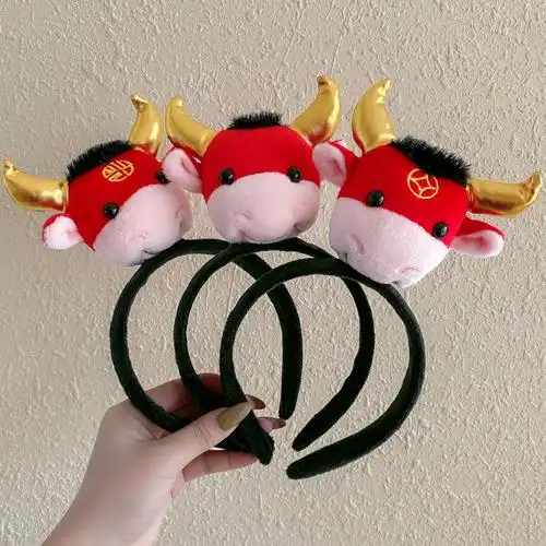 牛年小牛头饰可爱头箍拍照牛工道具牛角节日发饰