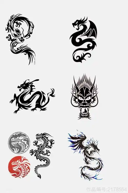 素描古典龙纹龙图腾免抠元素素材