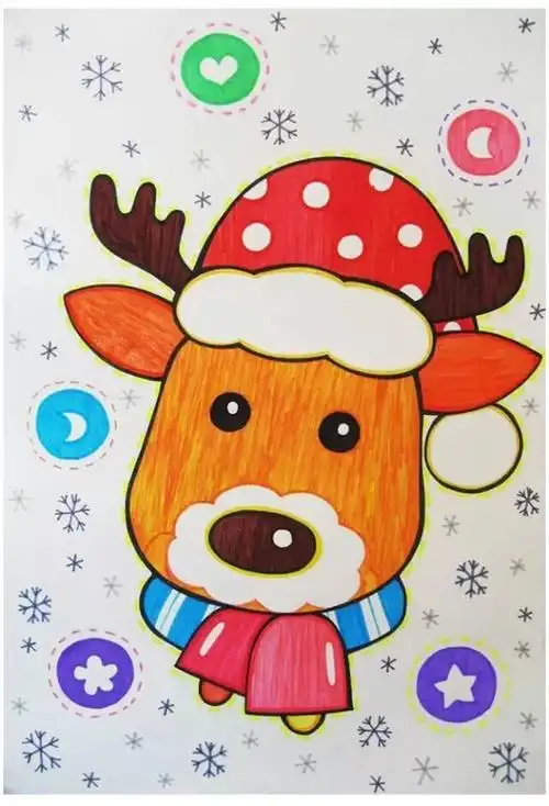 麋鹿简笔画彩色 麋鹿简笔画图片大全带颜色_简笔画-绘画者图库