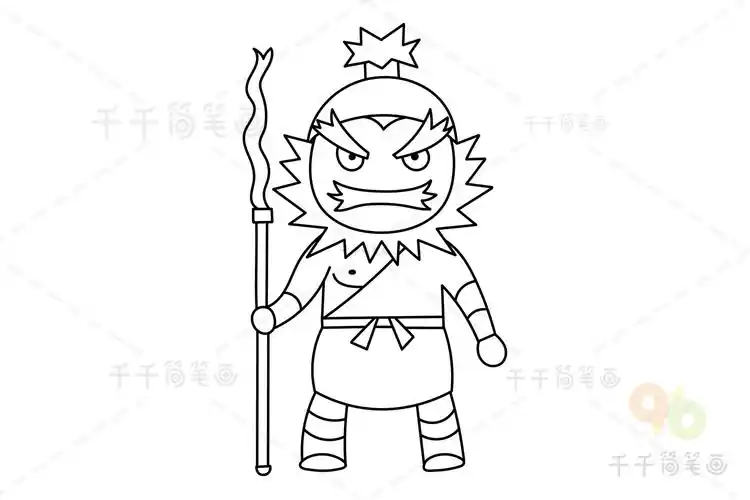 三国演义人物张飞涂色画_涂色画简笔画