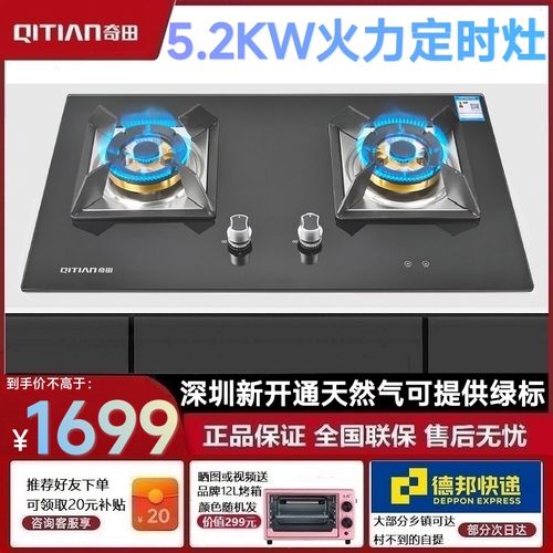 奇田(家电) jzt-a16-09d燃气灶定时天然气液化气双灶煤气灶具