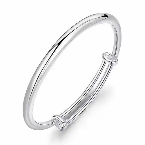 银手镯纯银手镯女实心万足真银镯子送妈妈女友七夕情人节礼物_郦贝阁