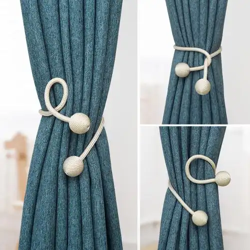 简约现代窗帘绑带创意窗帘扣随意造型免打孔窗帘夹卧室窗帘扎带_7折