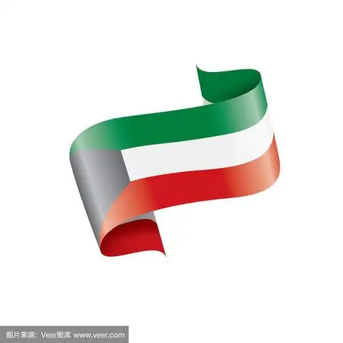 科威特国旗,矢量插图在白色的背景
