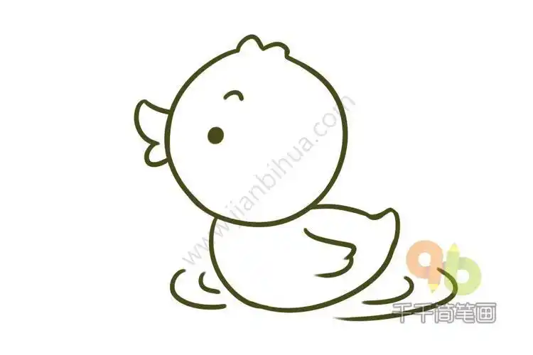 鸭子图片卡通简笔画小鸭子简笔画之鸭妈妈带着鸭宝宝游泳鸭妈妈头