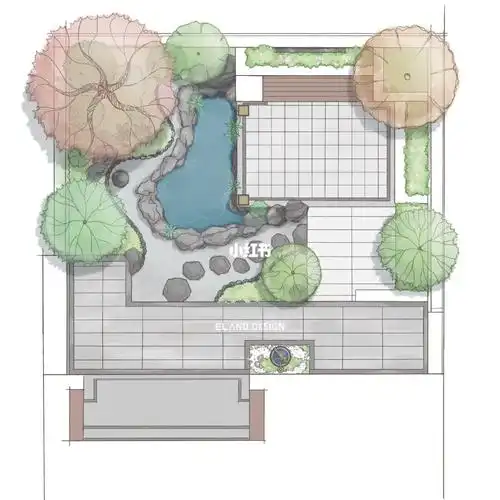 北方中式庭院手绘方案附平面图