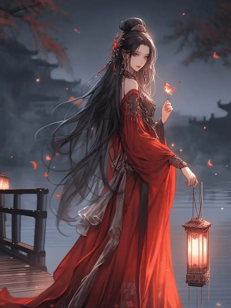 古风美人-红衣  那一抹鲜艳的红色,仿佛是她内心的热烈与激情.