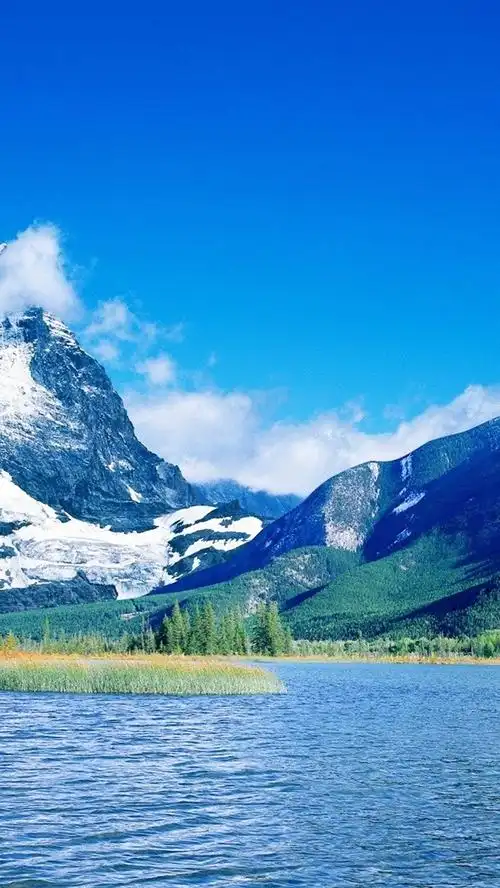 湖,雪山,蓝天,云