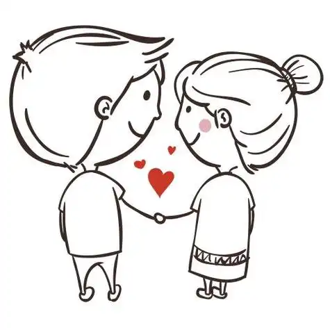 情人节主题元素七夕节卡通人物一对男女情侣浪漫开心愉快手