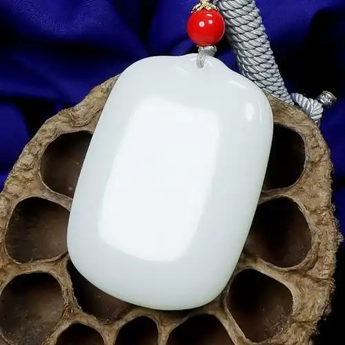 天然和田玉羊脂白玉平安无事牌吊坠男女厚道玉牌玉坠挂件加厚刻字