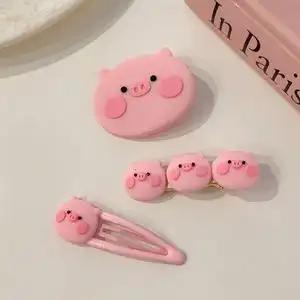 可爱粉嫩小猪发夹夏季刘海夹子头饰后脑勺碎发卡2022年新款发饰女