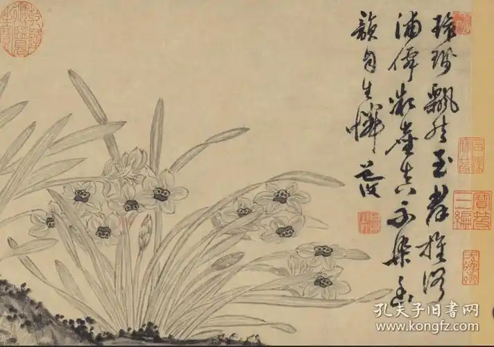 陈淳水仙图266425159公分宣纸原色微喷印制定制产品不支持退货