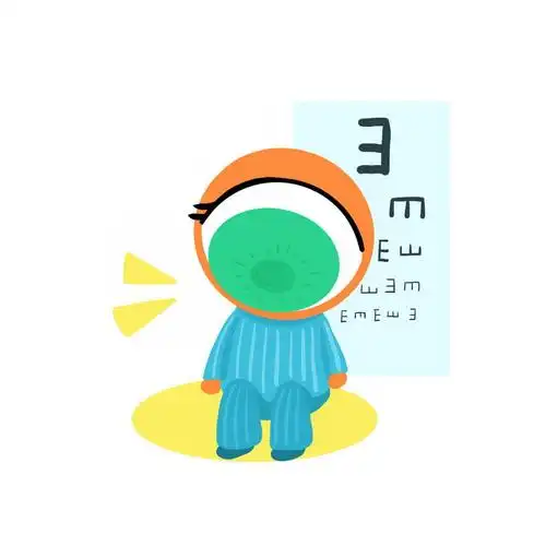 卡通病人正在用视力表测试视力9694700图片免抠素材