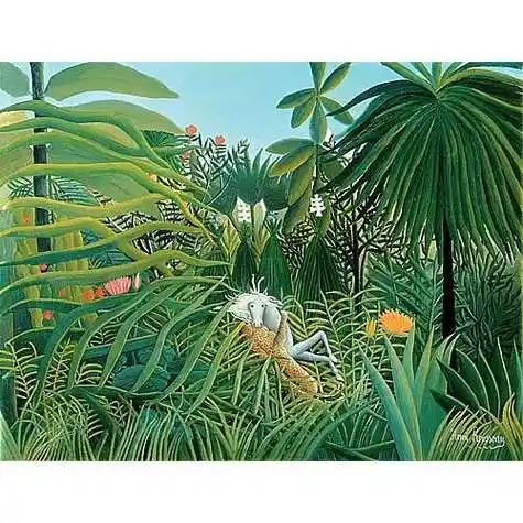 《被美洲豹攻击的马》卢梭作品赏析-1910版