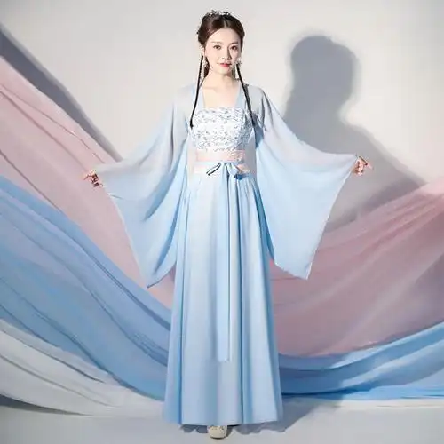 古装女汉服襦裙夏季仙气飘逸古风广袖齐腰古典舞演出服装全套超仙
