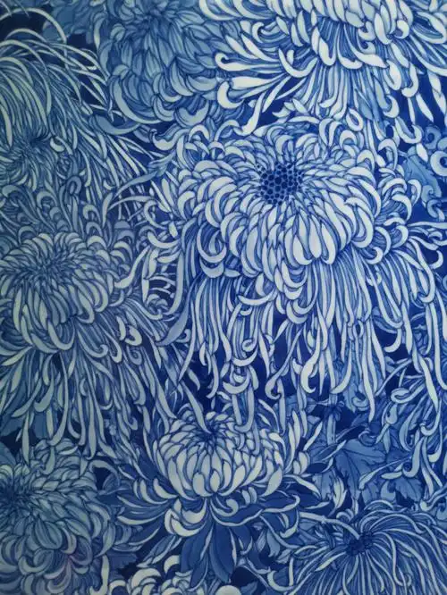 我的最受欢迎纯青花瓷板画青菊细节图分享