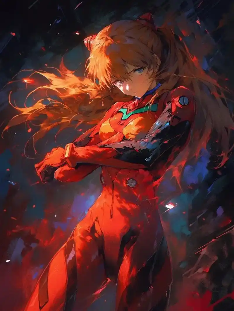 明日香(油画风)#手机墙纸 #壁纸#动漫#明日香 #eva - 抖音