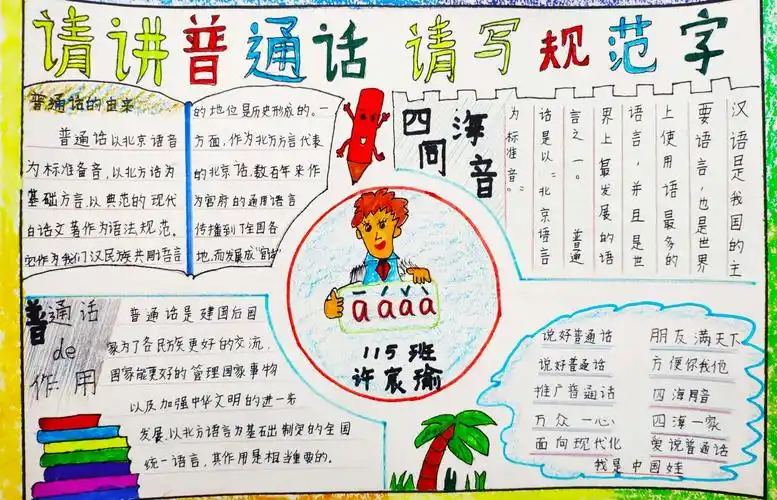 中枢小学115班"语言文字规范化建设"手抄报优秀作品集
