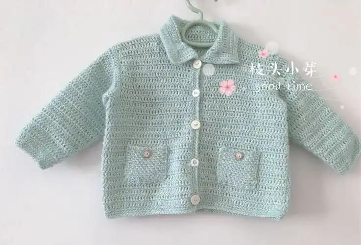 宝宝钩针翻领开衫
