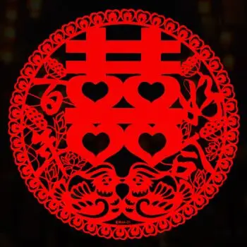 结婚用品喜字婚房装饰绒布静电贴双喜窗花门贴布置喜字 百年好合鸳鸯