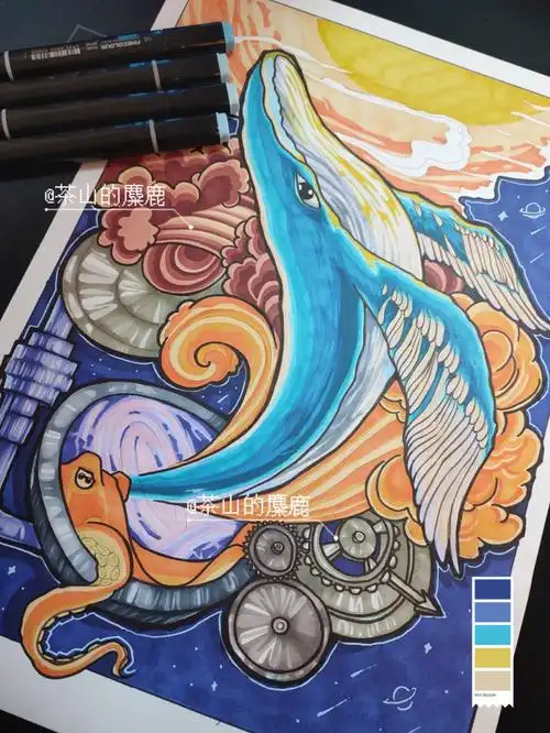 马克笔手绘鲲鹏