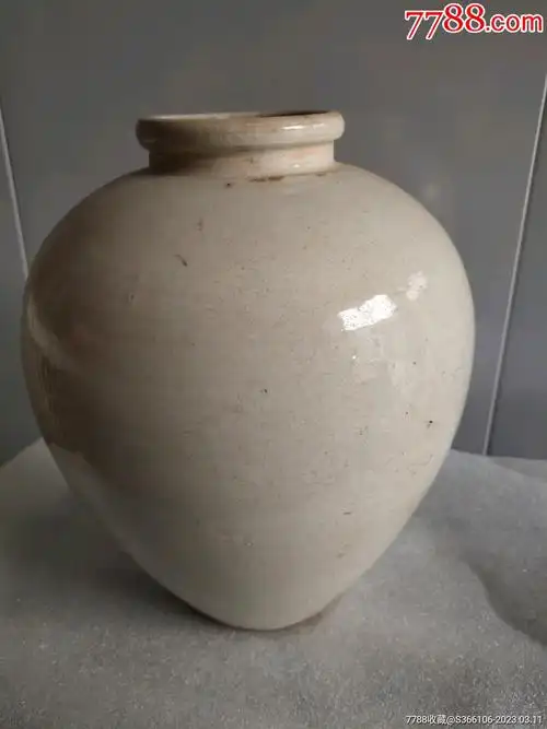唐代邢窑白釉李字款大罐全品完整永久包老包真尺寸见图_单色白瓷_图片