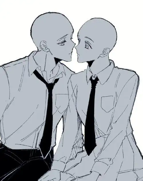 推荐插画板绘绘画原画绘画素材绘画教程绘画参考素材双人模板模板