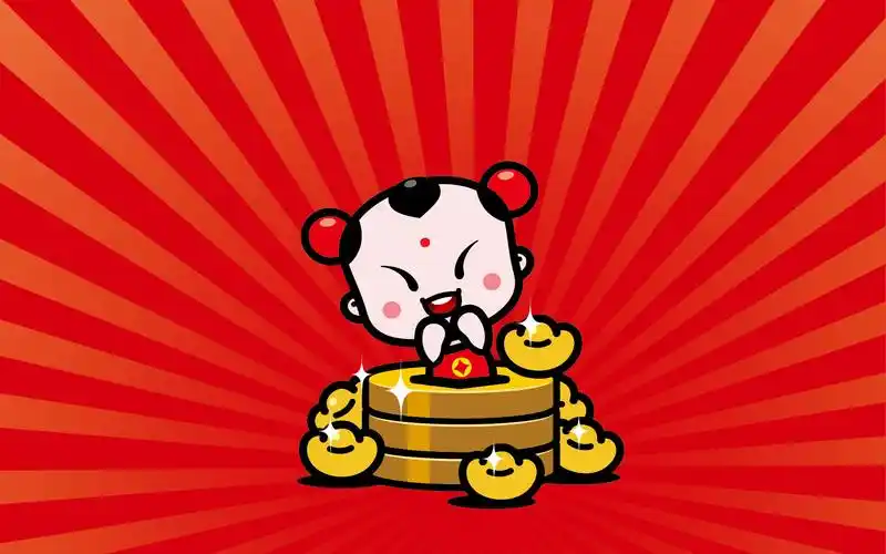 招财童子,好运宝宝,土豪金,金元宝,可爱招财童子壁纸图片