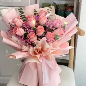 惠州花店七夕情人节11朵粉玫瑰花束鲜花速递同城配送老婆生日花束