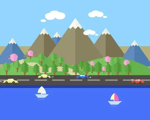 扁平化风景-外出