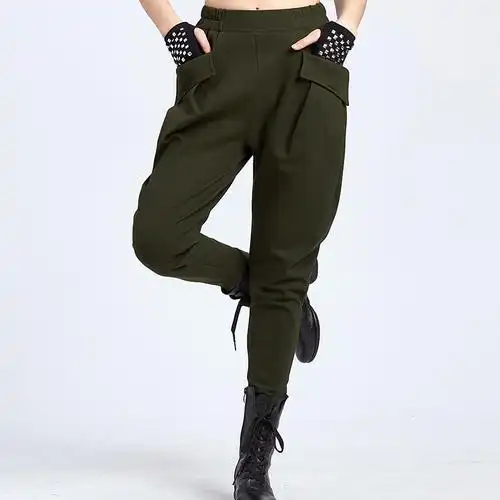 水兵舞服迷彩服女水兵舞哈伦裤 广场舞裤子九分裤军绿黑色运动军迷