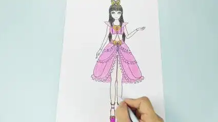 手绘精灵梦叶罗丽穿舞衣的王默简笔画