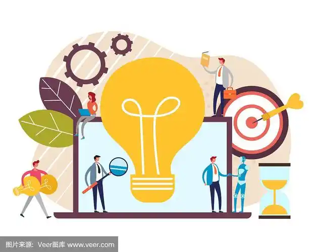 创新团队,创新理念,发展理念.矢量平面卡通图形设计插图