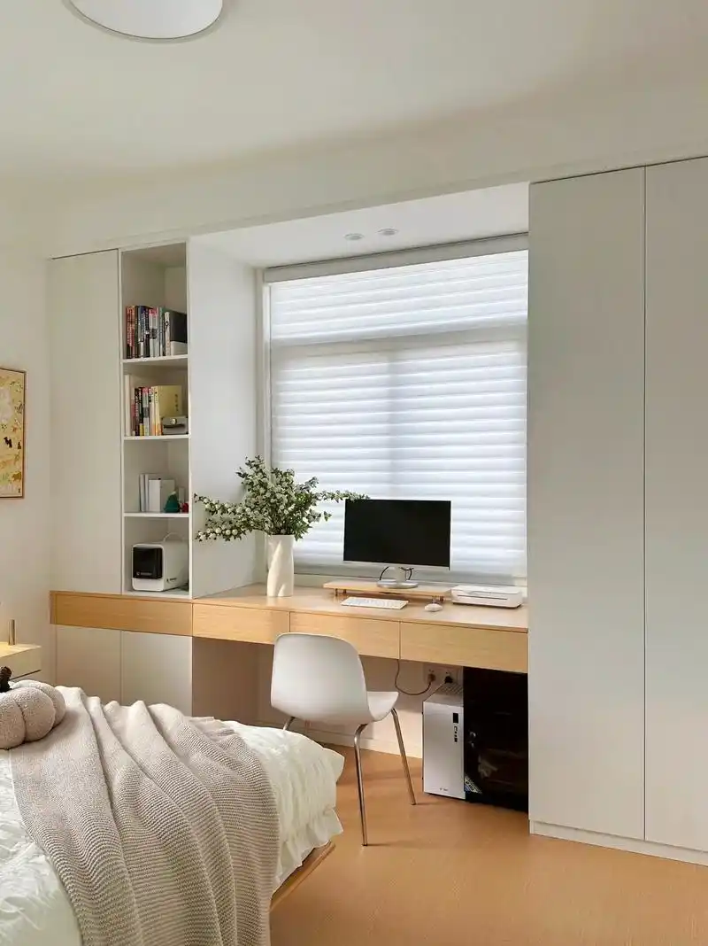 又被夸了!鸡肋飘窗这样利用 书桌书柜一体化#飘窗设计 #飘窗 - 抖音