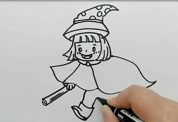 小女巫简笔画卡通小女巫简笔画