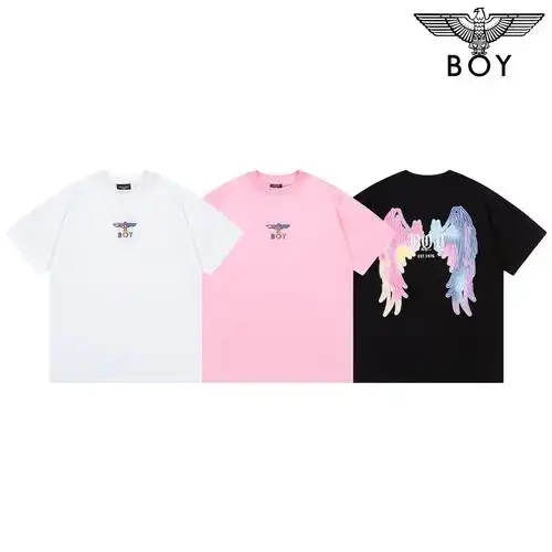 boy短袖彩色烫金闪粉渐变印花叠老鹰翅膀t恤情侣boy短袖宽松t恤衫