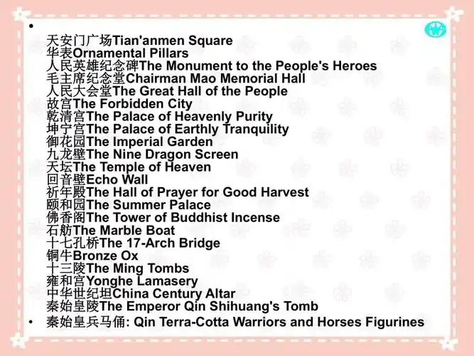 英语中国著名景点