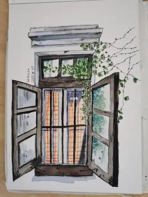 窗2_钢笔淡彩_文化_绘画