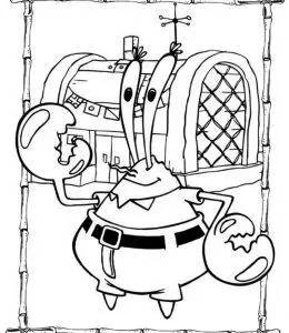 蟹堡王和他的保险柜!海绵宝宝动画片卡通图片涂色大全