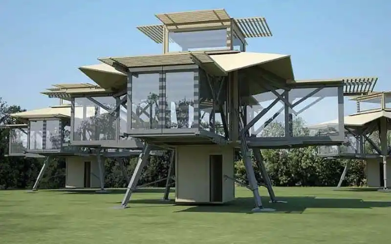 超厉害的未来折叠房子:只要一个按钮,会走路能群居还能当学校用