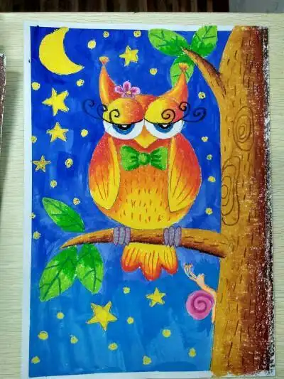 动物简笔画油画棒画