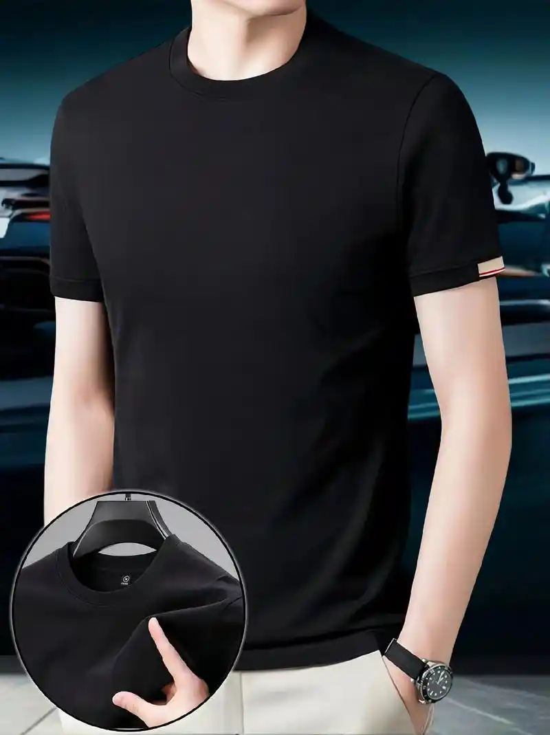 gabbanie时尚轻奢男装100%纯棉短袖t恤男士夏季圆领全棉半袖上